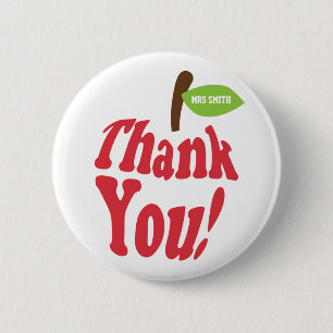 Badge Rond 5 Cm Merci Red Apple pour l'appréciation des enseignant