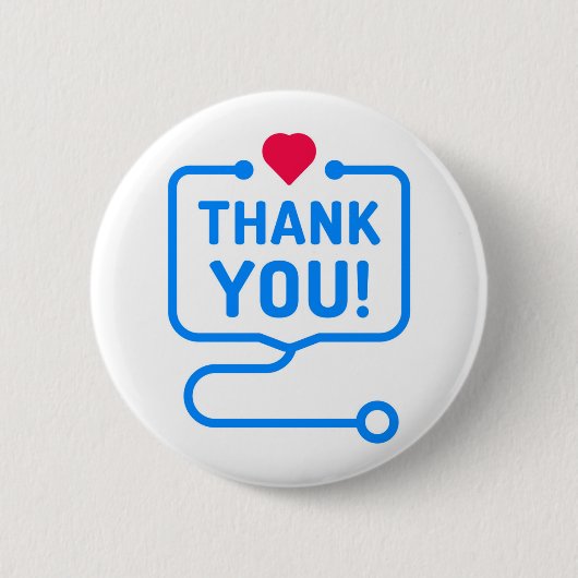 Badge Rond 5 Cm Merci | Stethoscope cardiaque (Devant)