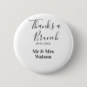 Badge Rond 5 Cm Merci un brunch nom date simple après mariage