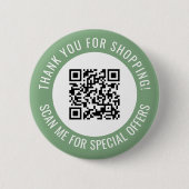 Badge Rond 5 Cm Merci vert et me scanner Code QR promotionnel (Devant)