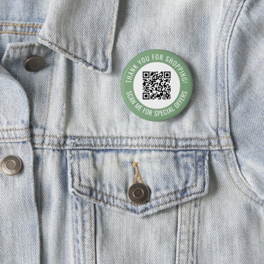 Badge Rond 5 Cm Merci vert et me scanner Code QR promotionnel (En situation)