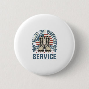 Badge Rond 5 Cm Merci Vétéran Patriotique Bottes Service Chemise_1