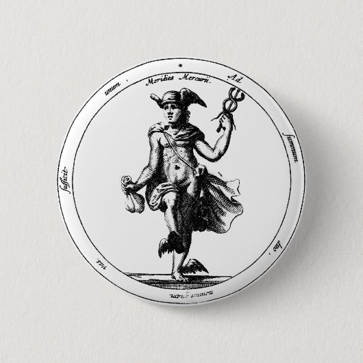 Badge Rond 5 Cm Mercure alchimique et caducée (Devant)