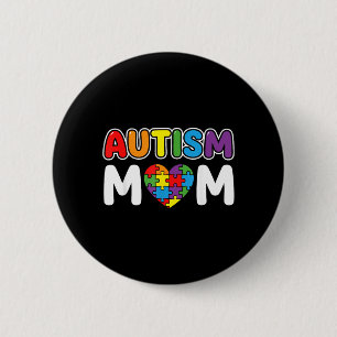 Badge Rond 5 Cm Mère autiste Puzzle Cœur Sensibilisation Maman Mèr