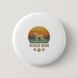 Badge Rond 5 Cm Mère Boxer Chien Rétro Coucher de Soleil Empreinte