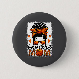 Badge Rond 5 Cm Mère de basketball Léopard Chignon Messy Jour de m