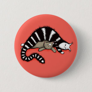 Badge Rond 5 Cm Mère de chat protège son mignonne Kitty