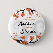 Badge Rond 5 Cm MÈRE DE LA BRIDE Mariage Fleur Tropical (Devant)