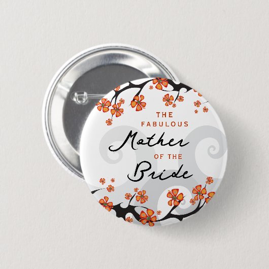 Badge Rond 5 Cm MÈRE DE LA BRIDE Mariage Fleur Tropical (Devant & derrière)