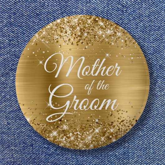 Badge Rond 5 Cm Mère de la Glitterie Groom Gold Foil