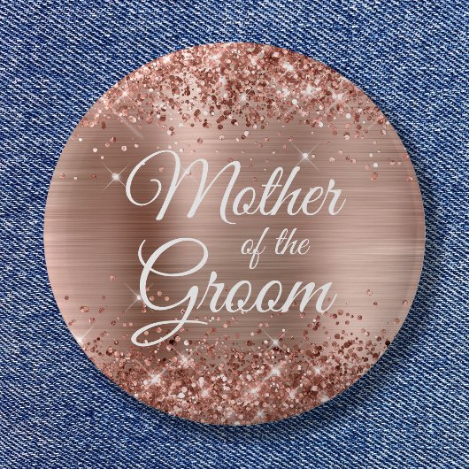 Badge Rond 5 Cm Mère de la Glitterie Rose Gold Foil
