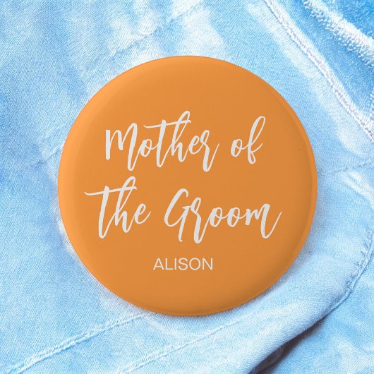 Badge Rond 5 Cm Mère de la Groom Orange White Fall