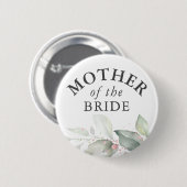 Badge Rond 5 Cm Mère de la mariée - Elégant Feuilles de verdure (Devant & derrière)