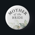 Badge Rond 5 Cm Mère de la mariée - Elégante verdure Feuilles d'or<br><div class="desc">Aquarelle feuille verdure et doré douche nuptiale,  boutons de mariage</div>