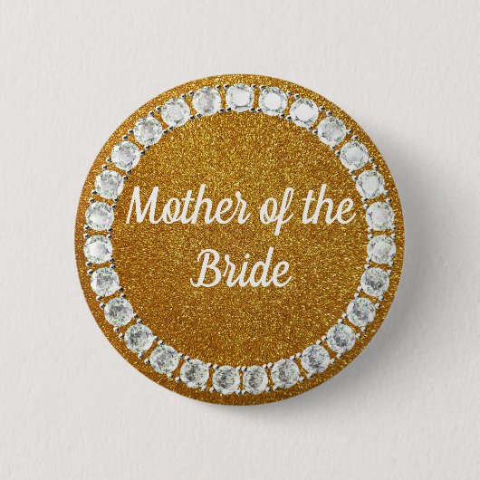 Badge Rond 5 Cm Mère de la mariée en or rhinestone bg (Devant)