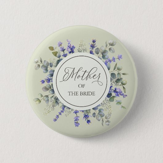 Badge Rond 5 Cm Mère De La Mariée Eucalyptus Cadre (Devant)