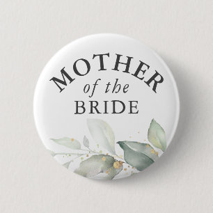 Badge Rond 5 Cm Mère de la mariée - Feuillage élégant feuilles dor