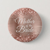 Badge Rond 5 Cm Mère de la mariée Glittery Rose Gold Foil (Devant)
