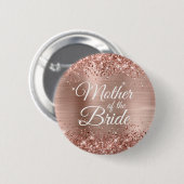 Badge Rond 5 Cm Mère de la mariée Glittery Rose Gold Foil (Devant & derrière)