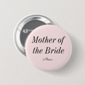 Badge Rond 5 Cm Mère de la mariée rose blush  (Devant & derrière)