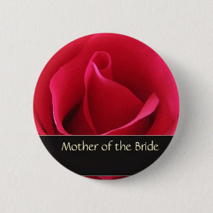 Badge Rond 5 Cm Mère de rose rouge du bouton de jeune mariée