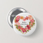 Badge Rond 5 Cm Mère du bouton de couronne florale de la mariée (Devant & derrière)