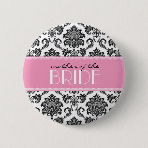 Badge Rond 5 Cm Mère du bouton de damassé de jeune mariée dans le