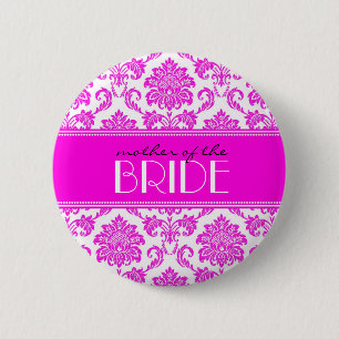 Badge Rond 5 Cm Mère du bouton de damassé de jeune mariée dans les