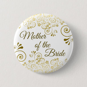 Badge Rond 5 Cm Mère du mariage en filigrane d'or fleuri de jeune