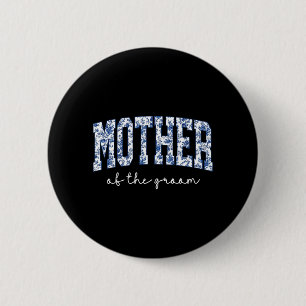 Badge Rond 5 Cm Mère du marié bleu floral Toile appariée