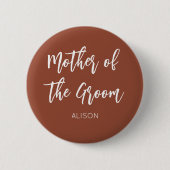 Badge Rond 5 Cm Mère du Marié Mariage Marron Blanc (Devant)