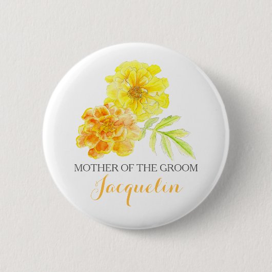 Badge Rond 5 Cm Mère du marié marigolds art mariage bouton (Devant)