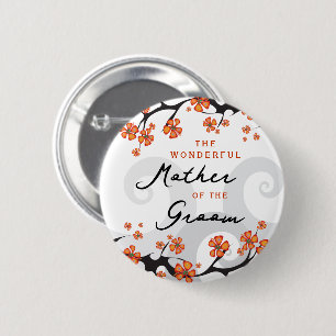 Badge Rond 5 Cm MÈRE DU MARIÉ Tourbillon de fleurs tropicales pour