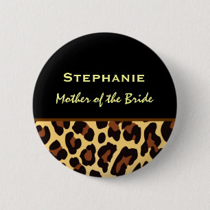 Badge Rond 5 Cm Mère du nom de coutume d'empreinte de léopard de