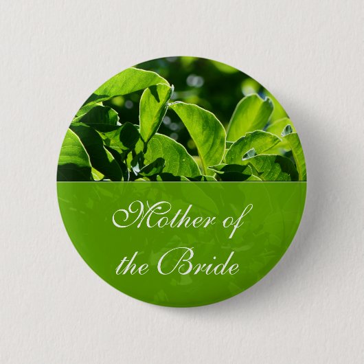 Badge Rond 5 Cm Mère feuille verte de la mariage mariée (Devant)