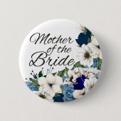 Badge Rond 5 Cm Mère Florale Blanche Moderne De La Mariée (Devant)