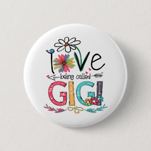 Badge Rond 5 Cm Mère J'Aime Être Appelée Gigi Sunflower Anniversai