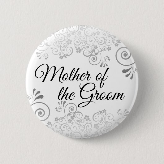 Badge Rond 5 Cm Mère mariage de la Groom boules frileuses argentée (Devant)