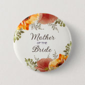 Badge Rond 5 Cm Mère Mariée Burnt Orange Floral (Devant)