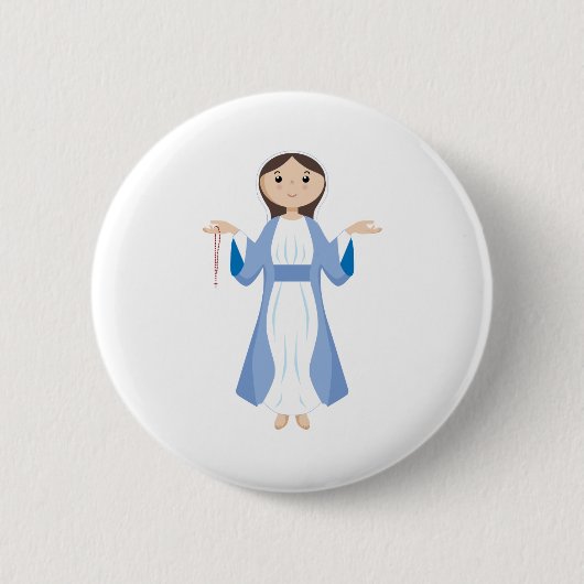 Badge Rond 5 Cm Mère Mary avec le chapelet (Devant)
