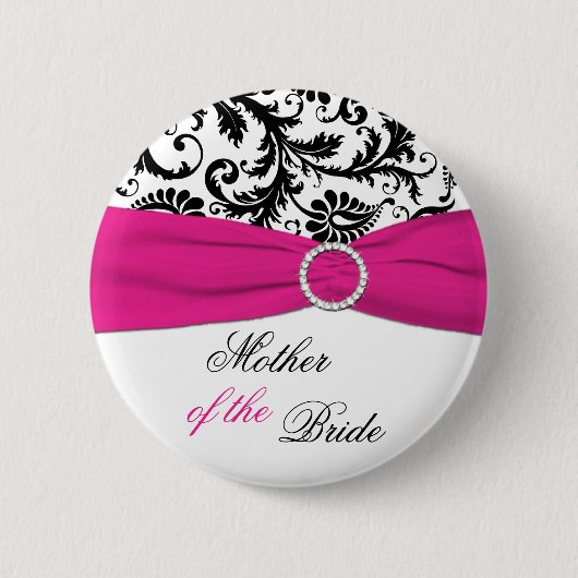 Badge Rond 5 Cm Mère noire, blanche, et fuchsia du Pin de jeune (Devant)
