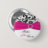 Badge Rond 5 Cm Mère noire, blanche, et fuchsia du Pin de marié (Devant & derrière)