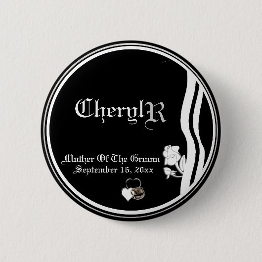 Badge Rond 5 Cm Mère noire et blanche classique faite sur commande (Devant)