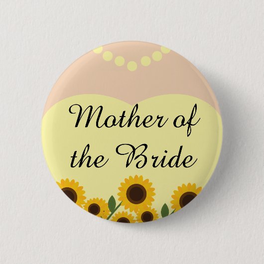Badge Rond 5 Cm Mère rustique des tournesols de jeune mariée (Devant)