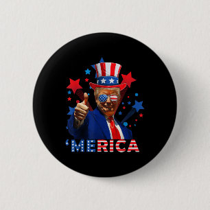 Badge Rond 5 Cm Merica 4 juillet feux d'artifice Drôle Trump Indép