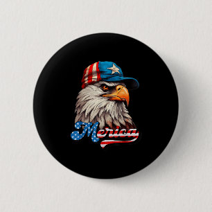 Badge Rond 5 Cm Merica - Aigle De Liberté Patriotique Usa - 4e De