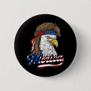 Badge Rond 5 Cm Merica - Aigle De Liberté Patriotique Usa - 4e De