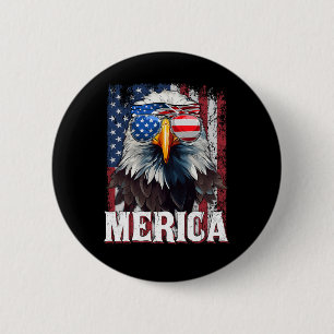 Badge Rond 5 Cm Merica - Aigle patriotique de la liberté des États