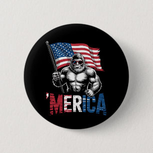 Badge Rond 5 Cm Merica Bigfoot Drapeau américain 4 juillet patriot