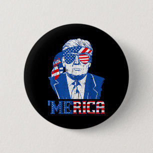 Badge Rond 5 Cm Merica Donald Trump - Drôle Trump 4 juillet Amer